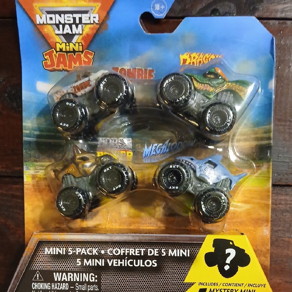 Monster JAM Mini Jams 5-Pack Toy Set - Black and Gray